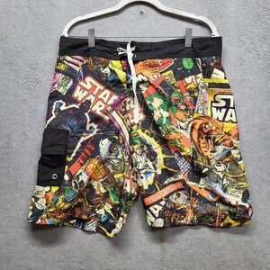 Star Wars Men Shorts 30 Multicolor Graphic Print Swimwear Board Shorts Logo